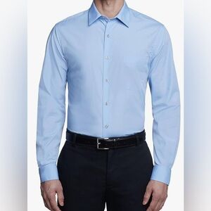15 1/2 (34-35) Stafford Men's Classic Blue Long Sleeve Dress Shirt